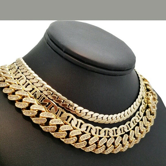 Hip Hop Gold PT 20" Full Iced Out Cuban & Miami Cu - Picture 2 of 3